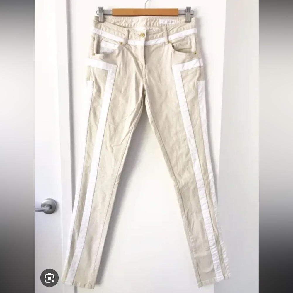 Sass & Bide strip detail denim in sand/white